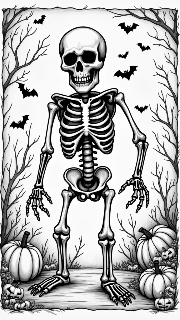 skeleton coloring pages halloween